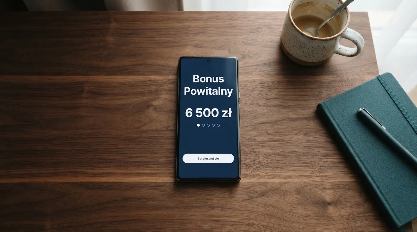 Ekran z warunkami bonusu powitalnego podczas rejestracji w kasynie online