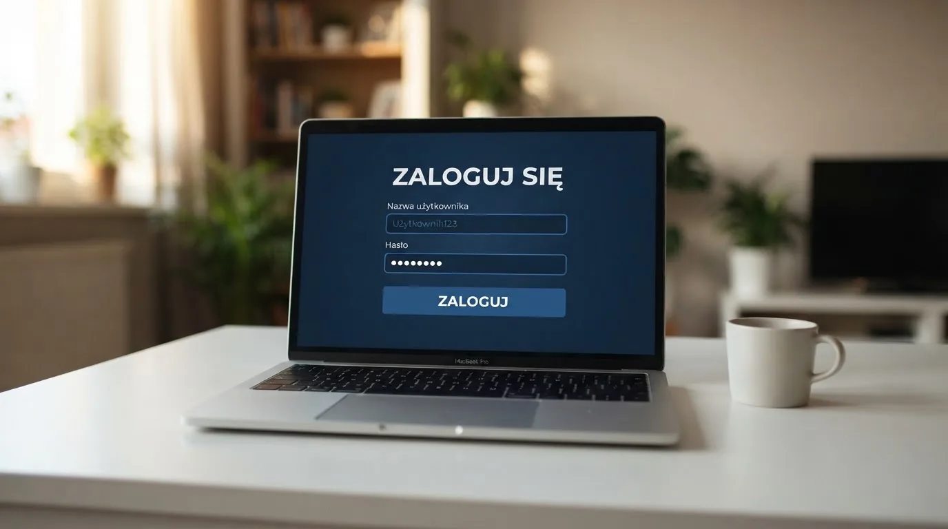 Strona logowania oficjalnej platformy Total Casino na ekranie laptopa, jedynego legalnego kasyna online w Polsce